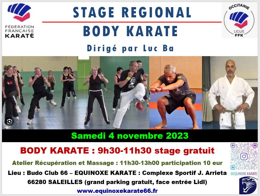 Affiche du stage de body karaté 2023